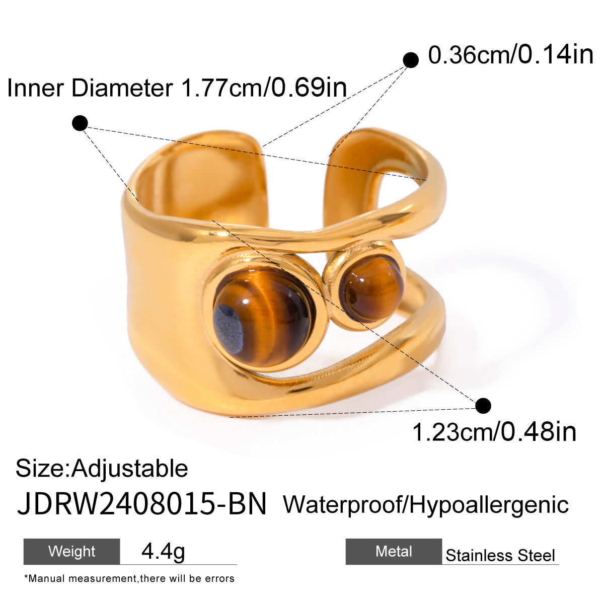Vintage Tiger's Eye Open Stacking Ring