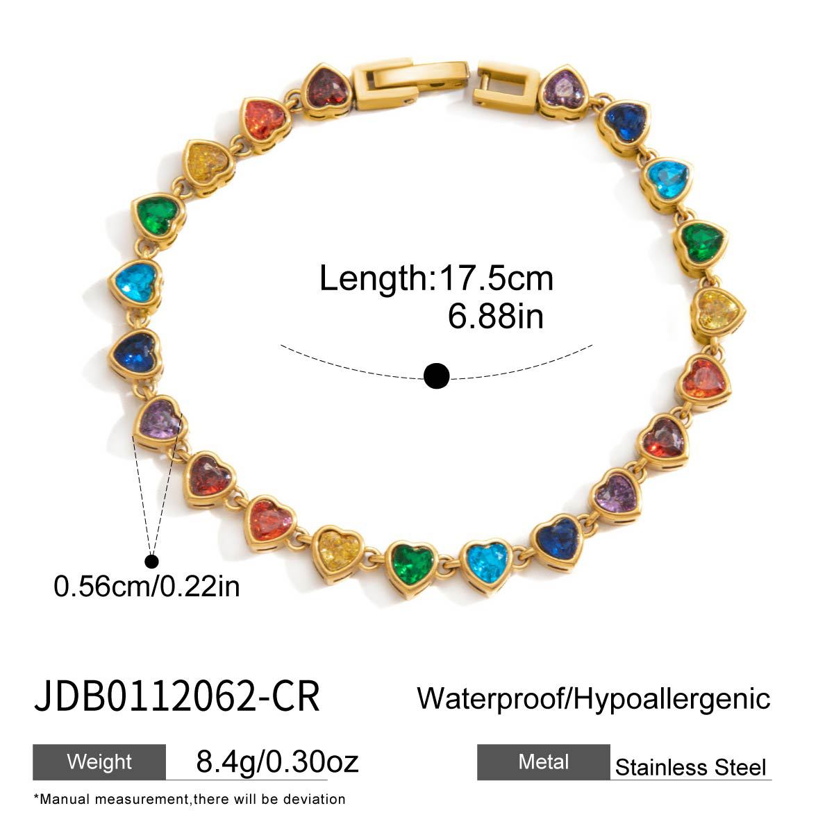 Colorful Heart CZ Tennis Bracelet