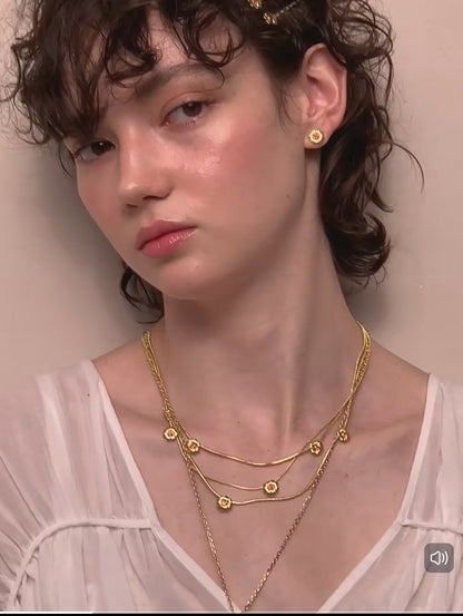 Daisy Snake Chain Layered Necklace