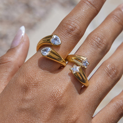 Asymmetric Starburst Open Ring | Gold Finish Jewelry