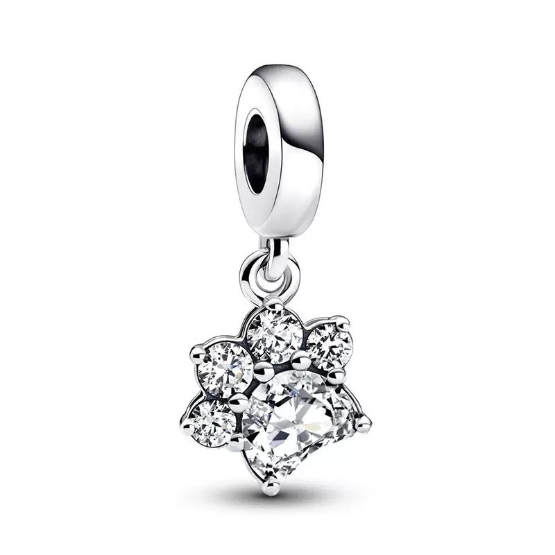 Silver Rhinestone Paw Charm