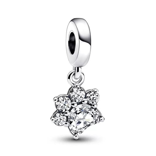 Silver Rhinestone Paw Charm