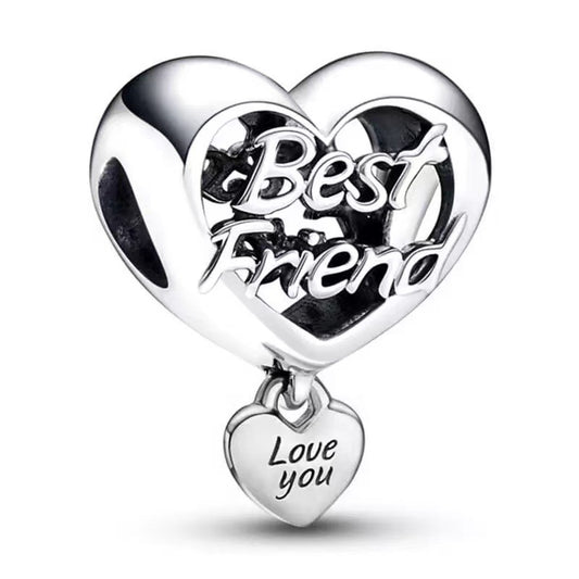 Best Friends Heart Charm for Bracelets & Necklaces