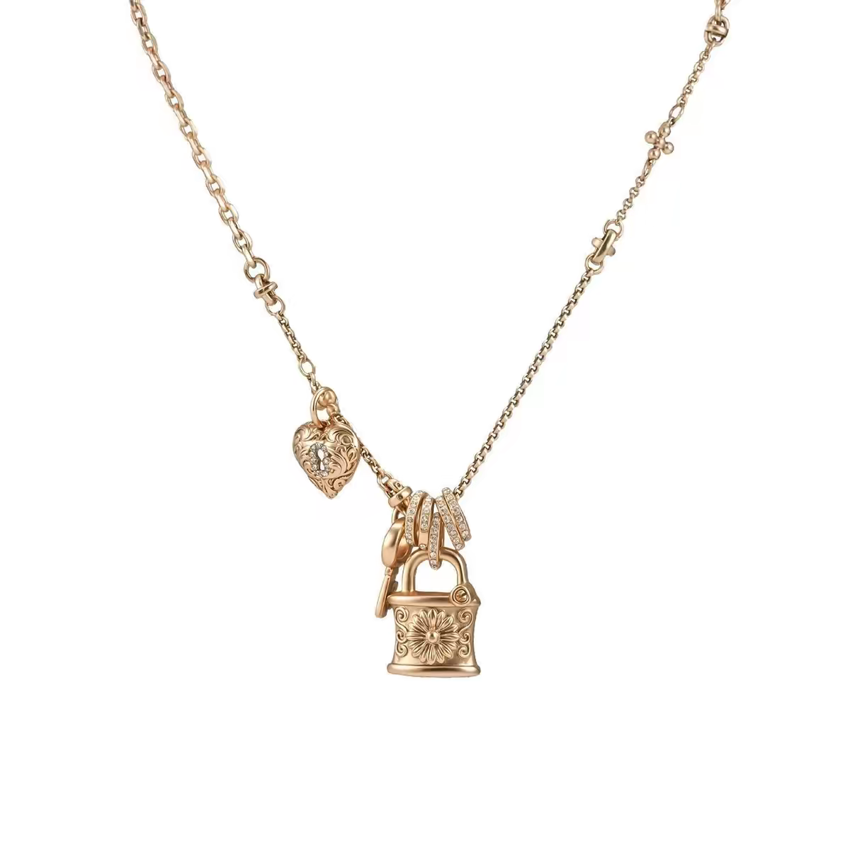 Daisy Heart Lock Necklace | Vintage Inspired Jewelry
