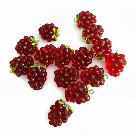 Dark Red Resin Grape Charm | 3D Grape Pendant for Jewelry Craft