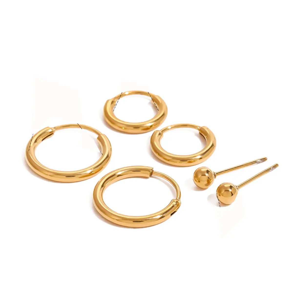 Gold Hoop & Ball Stud Earring Set
