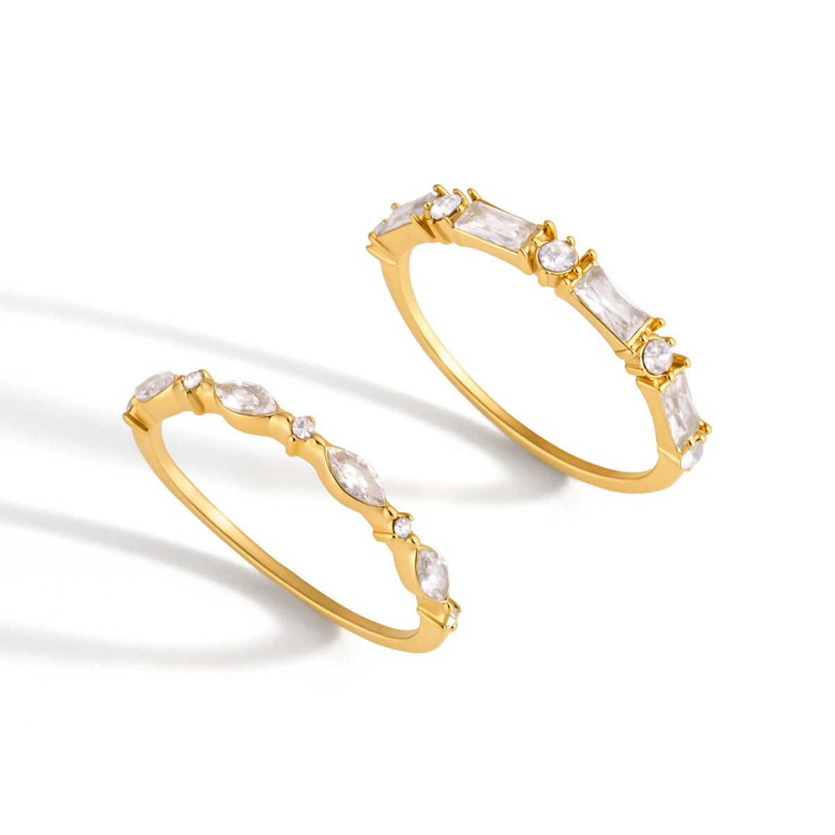 Modern Geometric Crystal Ring | Gold Finish Jewelry