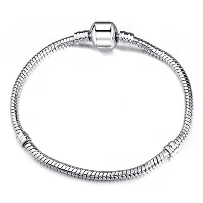 Modern Silver Beaded Bracelet - Geometric Square Clasp Jewelry