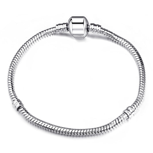 Modern Silver Beaded Bracelet - Geometric Square Clasp Jewelry