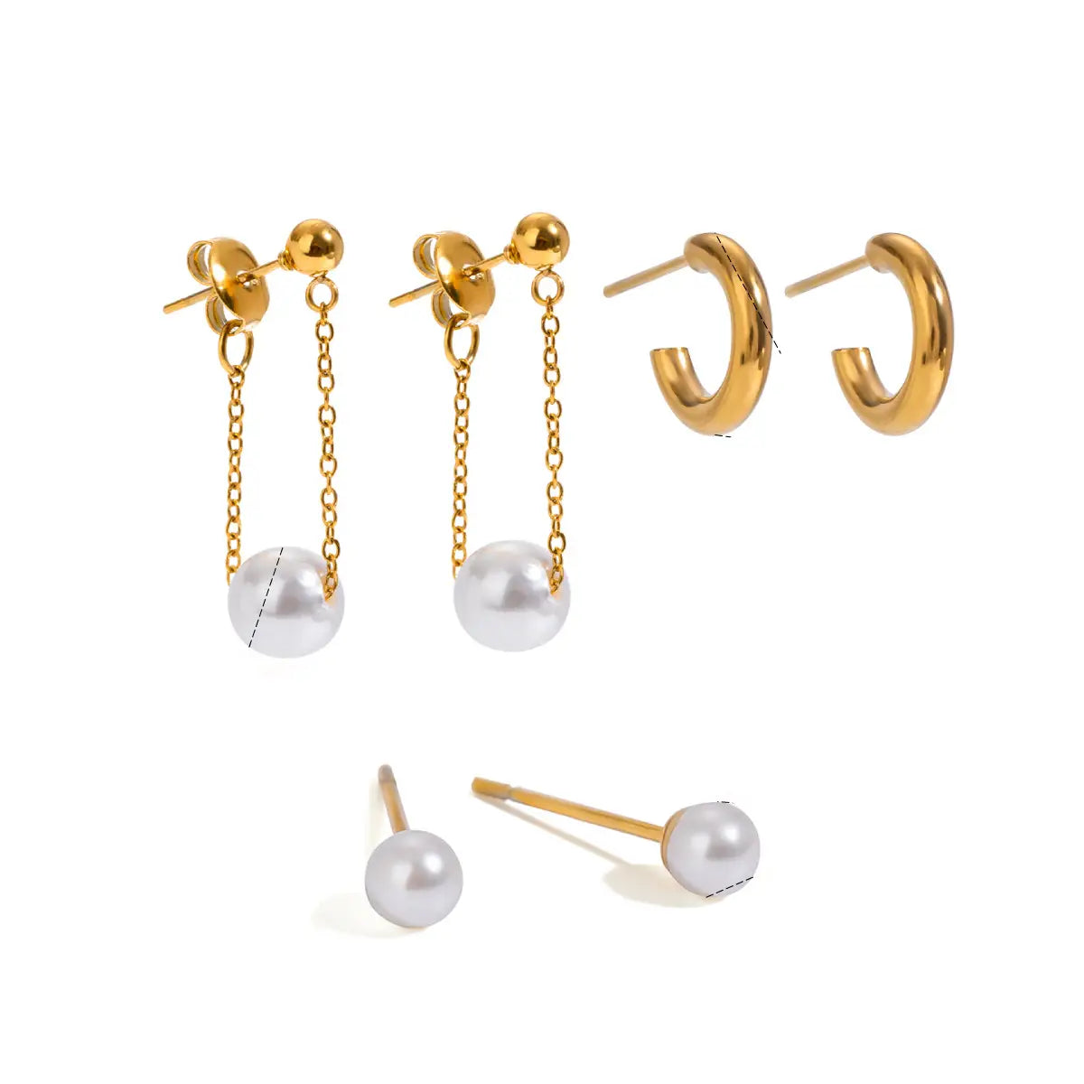 Pearl & Gold Hoop 3-Piece Earring Set