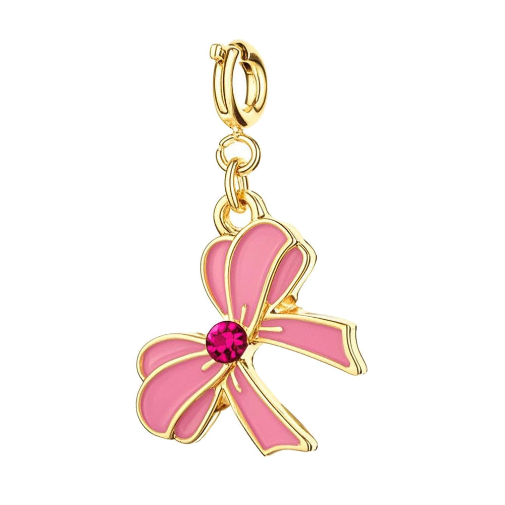 Pink Bow Charm with Gold Buckle for Bracelet and Bag