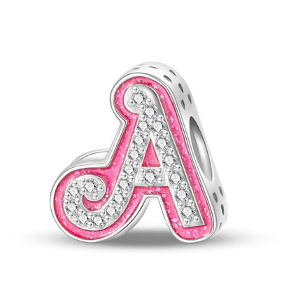 Pink Rhinestone Letter Charm for Bracelets & Necklaces