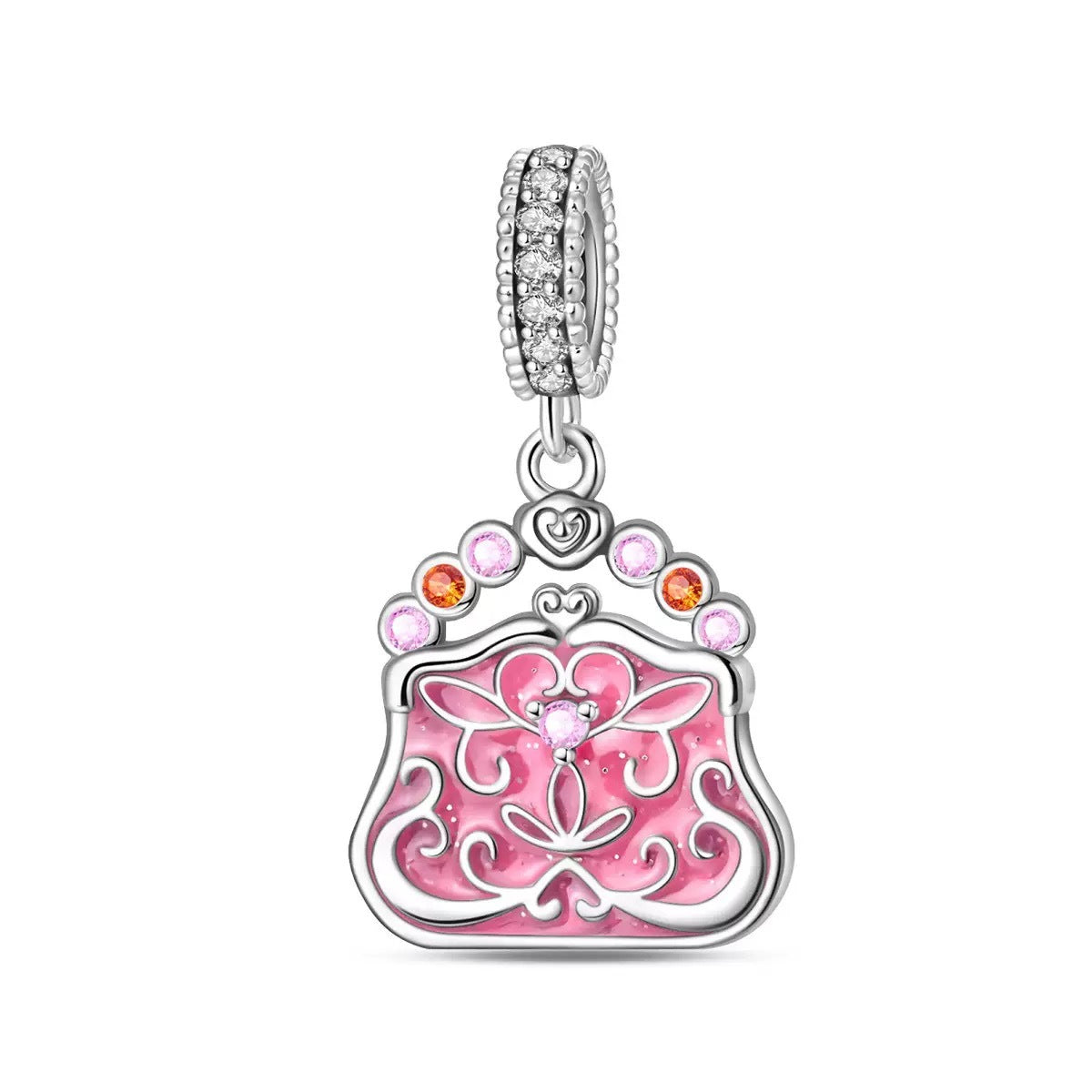 Pink Rhinestone Mini Handbag Charm For DIY Bracelet Jewelry Making
