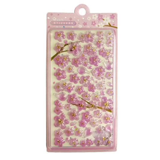 Pink Sakura 3D Puffy Stickers | Cute Raised Stickers for Phones & Laptops