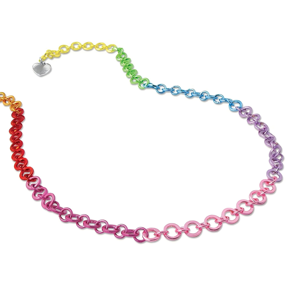 Rainbow Chain Necklace | Sterling Silver Choker for Women