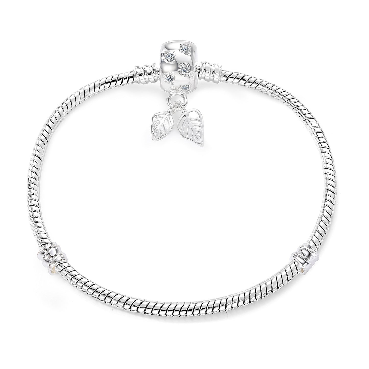 Silver Autumn Maple Leaf Clasp Bracelet - Shiny Crystal Jewelry