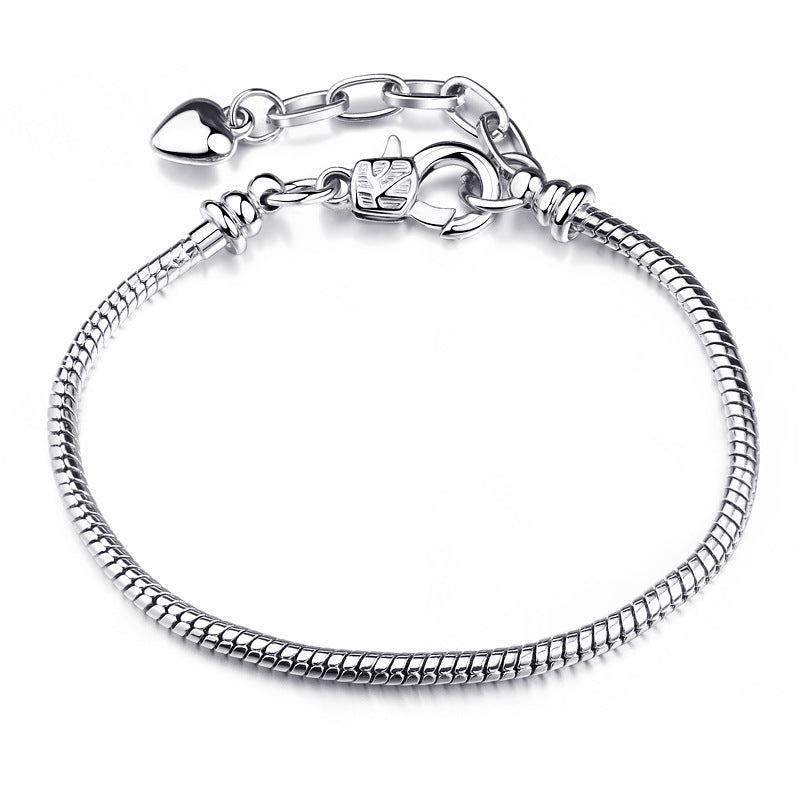 Silver Beaded Bracelet Lobster Clasp - Minimalist Stacking Chain 