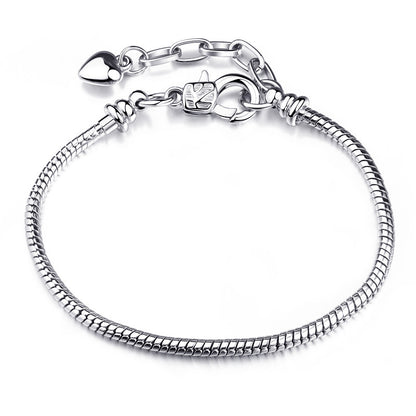 Silver Beaded Bracelet Lobster Clasp - Minimalist Stacking Chain 
