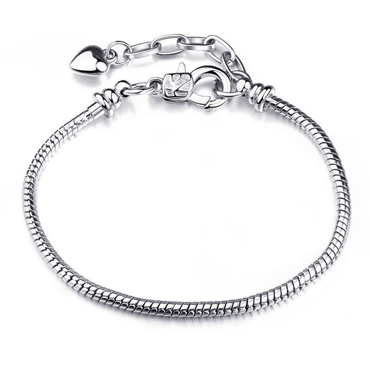 Silver Beaded Bracelet Lobster Clasp - Minimalist Stacking Chain 