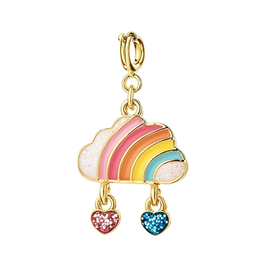 Silver Rainbow Cloud & Heart Charm - Romantic Pendant | Brand