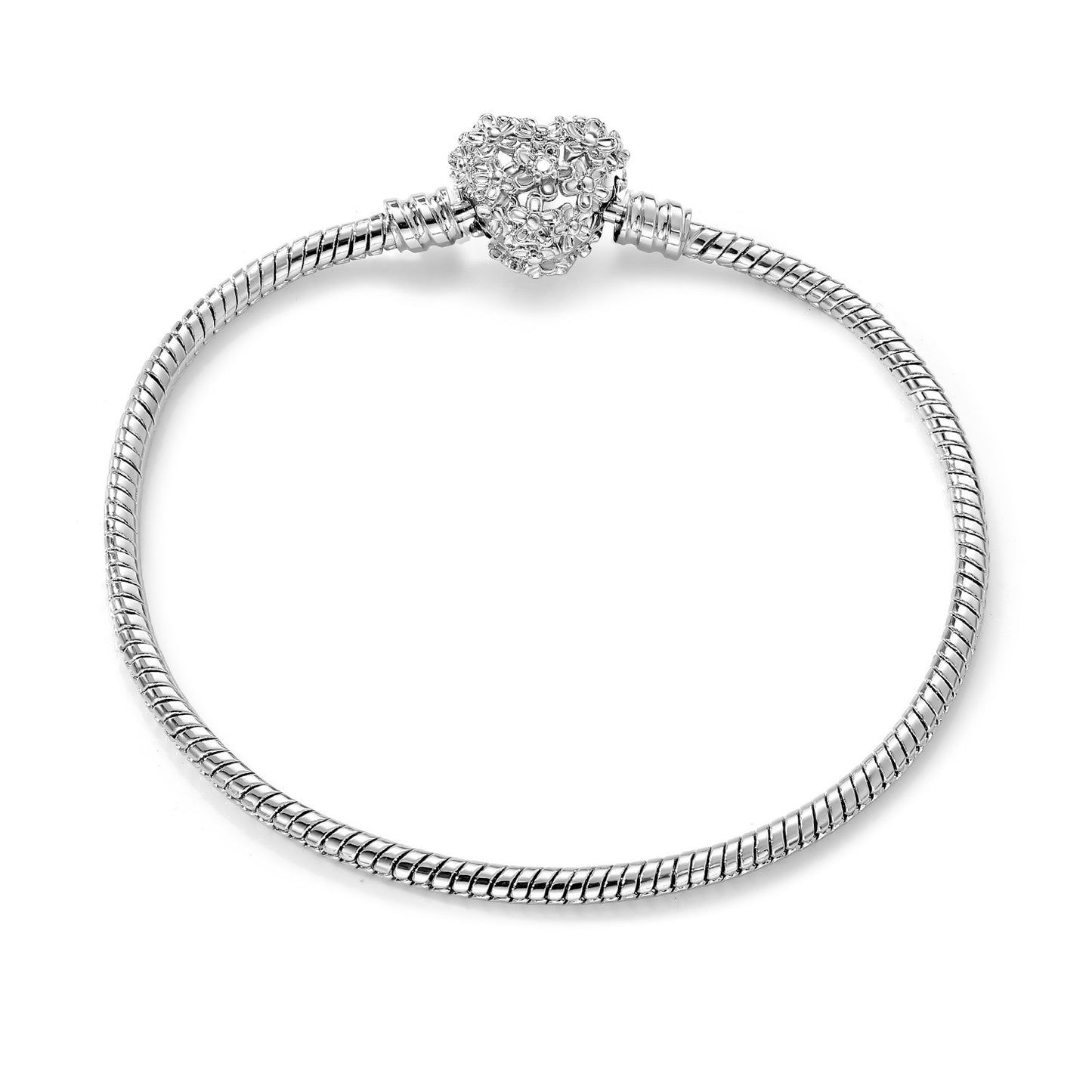 Silver Sparkling Pave Heart Clasp Bracelet - Luxury Anniversary