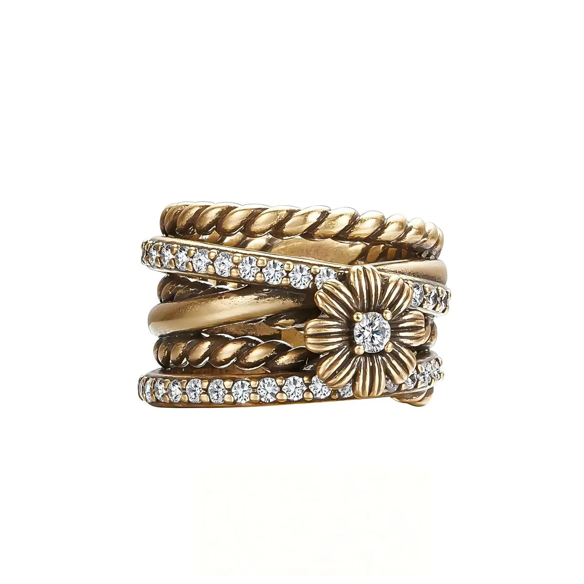 Vintage Daisy Multi-Layer Ring | Unique Floral Jewelry