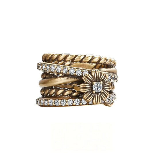 Vintage Daisy Multi-Layer Ring | Unique Floral Jewelry