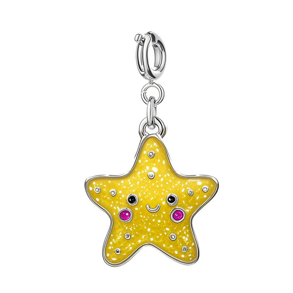 Yellow Five Pointed Star Charm For DIY Bracelet Jewelry Making