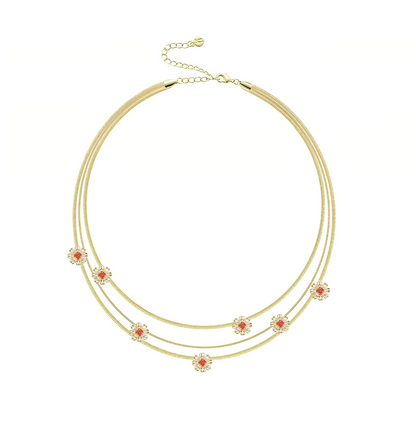 Daisy Snake Chain Layered Necklace