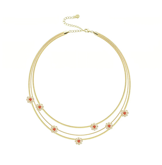 Daisy Snake Chain Layered Necklace