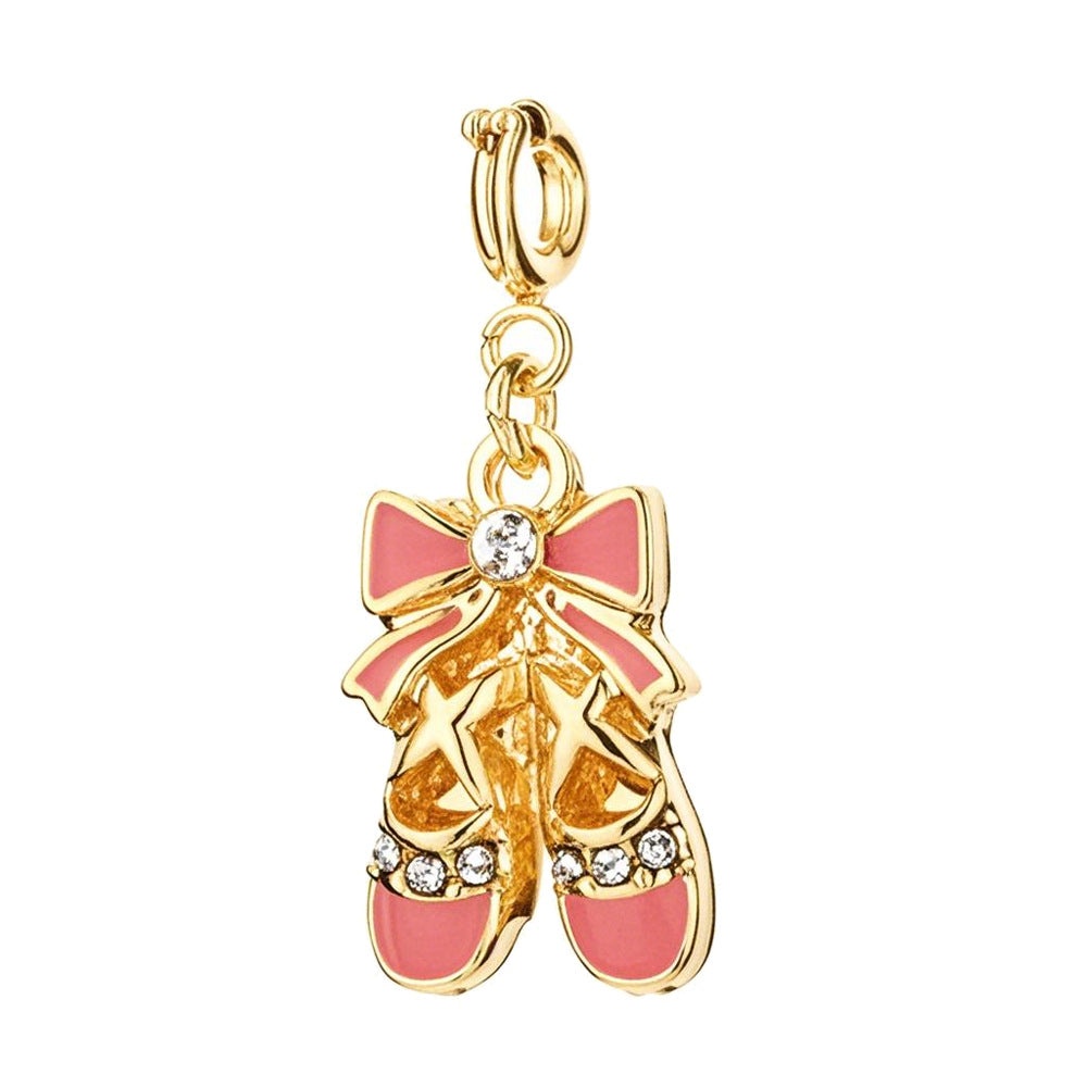 Pink Bow & Heels Charm with Gold Buckle for Bracelet and Bag