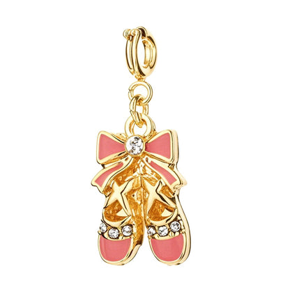 Pink Bow & Heels Charm with Gold Buckle for Bracelet and Bag