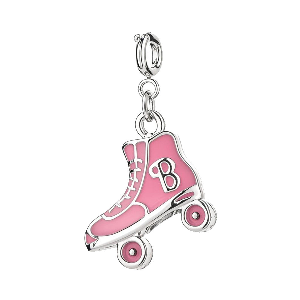  Pink Roller Skate Charm with Silver Buckle for Bracelet and Bag