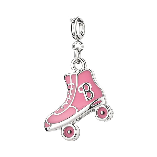  Pink Roller Skate Charm with Silver Buckle for Bracelet and Bag