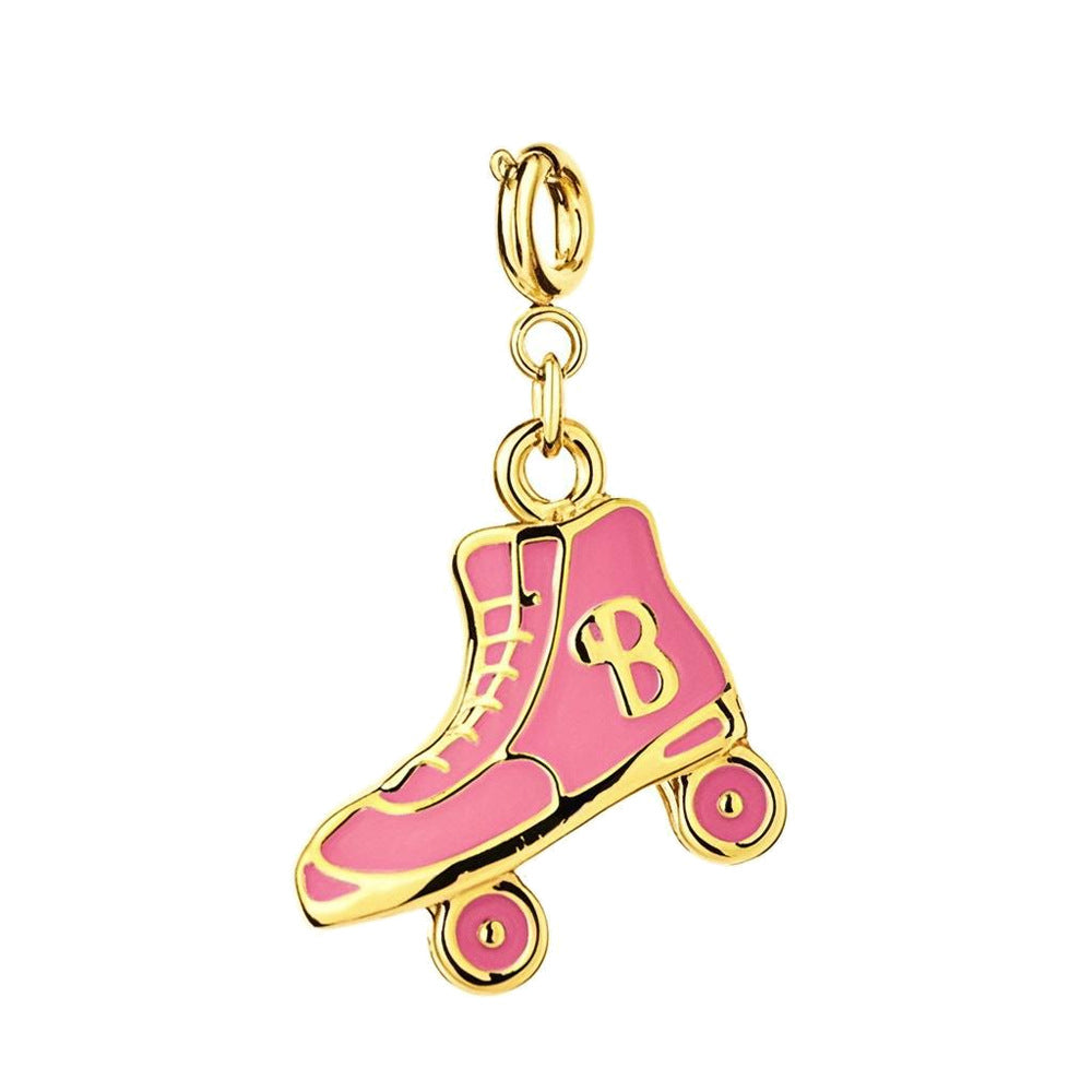  Pink Roller Skate Charm with Gold Buckle for Bracelet and Bag
