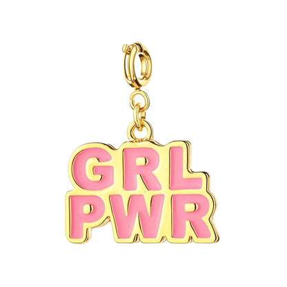 Girl Power Charm with Gold Buckle for Bracelet and Bag