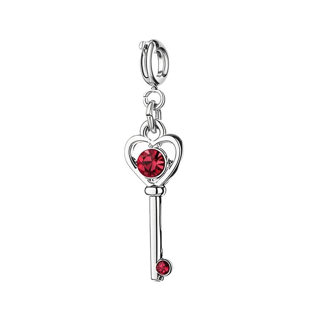 Heart Key Charm with Silver Buckle for Bracelet and Bag