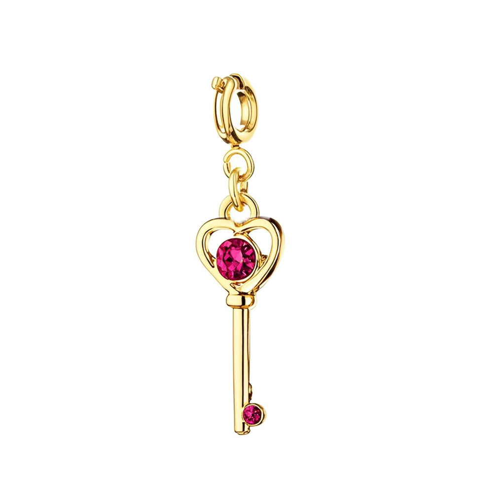 Heart Key Charm with Gold Buckle for Bracelet and Bag