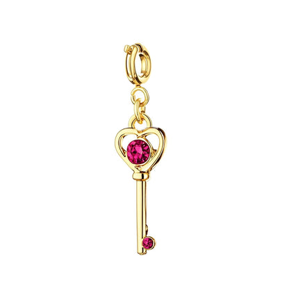 Heart Key Charm with Gold Buckle for Bracelet and Bag