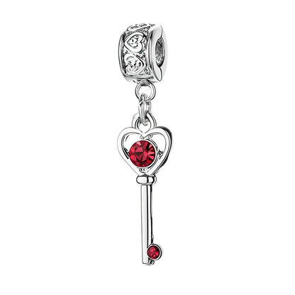 Silver Heart Key Charm