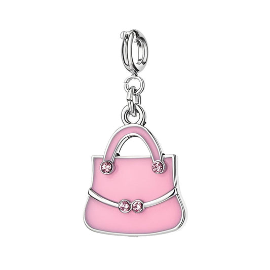  Pink Mini Handbag Charm with Silver Buckle for Bracelet and Bag