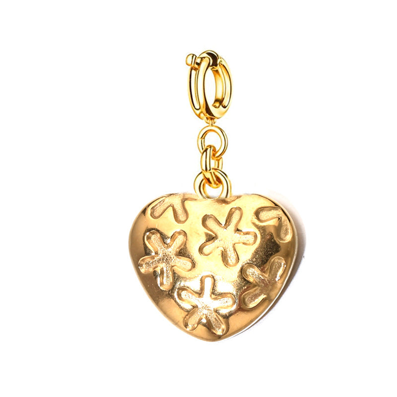 Patterned Heart Charm | 3D Filigree Heart Pendant for Jewelry Craft