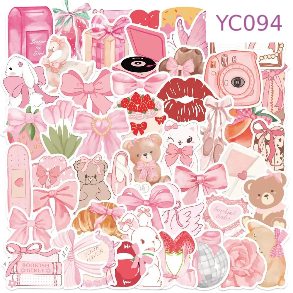 50PCS Pink Aesthetic Graffiti Stickers