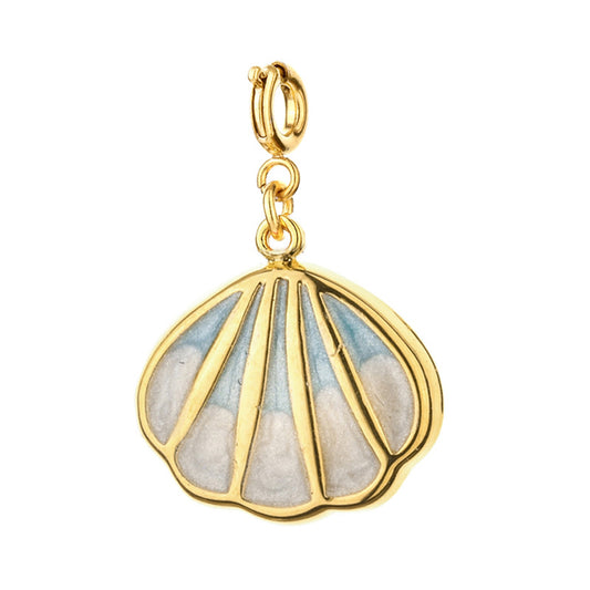 Cute gold seashell charm for bracelets, necklaces & bag clips