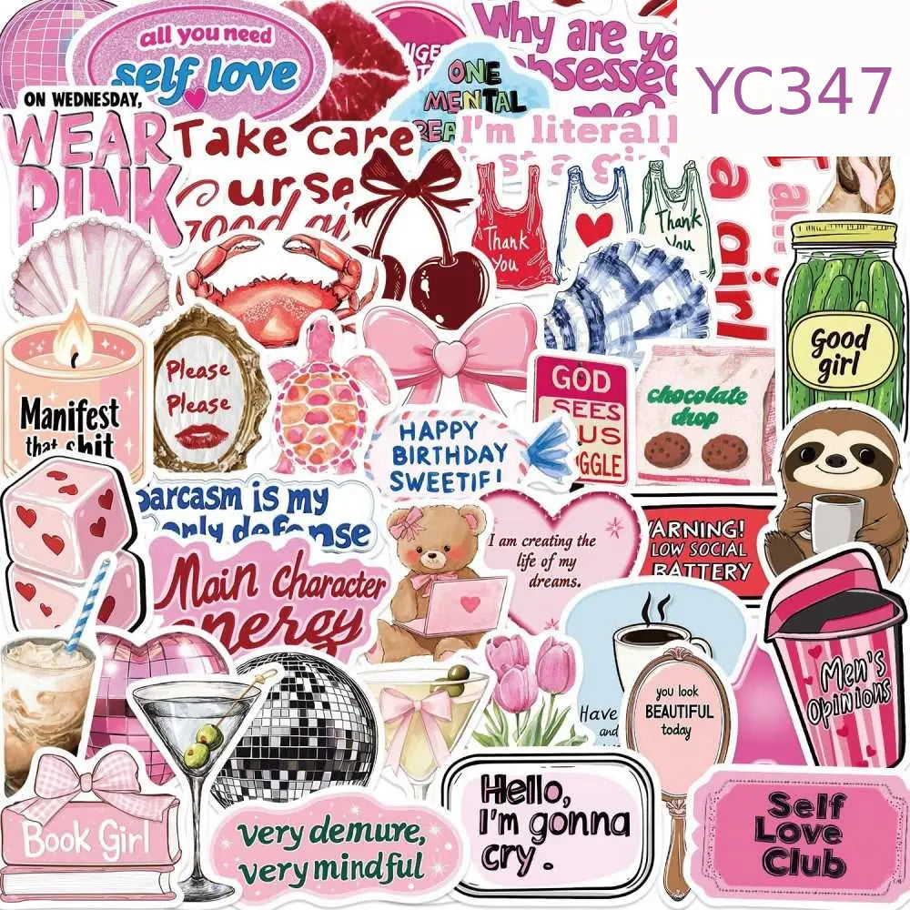 50PCS Pink Aesthetic Graffiti Stickers