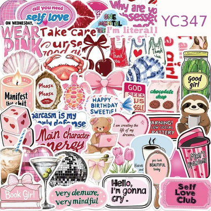 50PCS Pink Aesthetic Graffiti Stickers