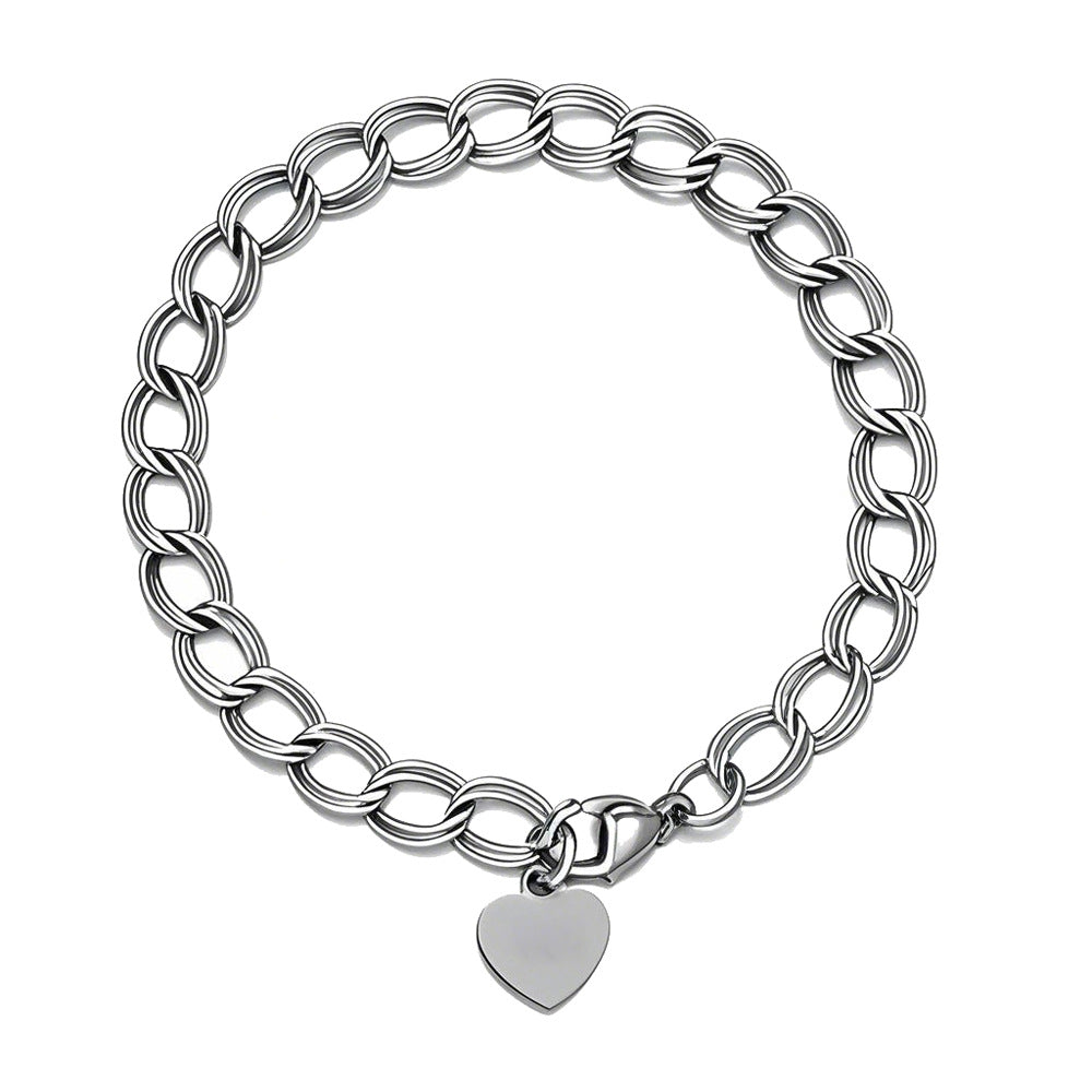 Double Loop Chain Bracelet in Stainless Steel