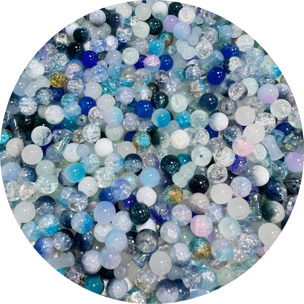 Mixed Glass Beads-10*10mm/40pcs